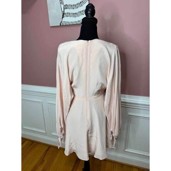 Amanda Uprichard Crystal Silk Mini Dress in Dusty Rose Small Long Sleeve Lined - Picture 3 of 8